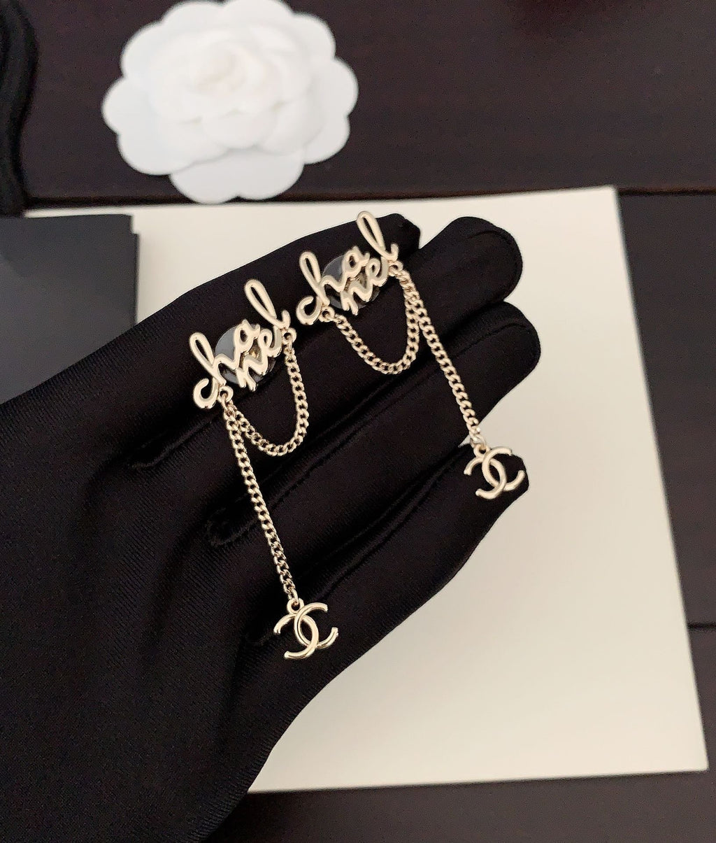 18K  Chanel Letter Earrings