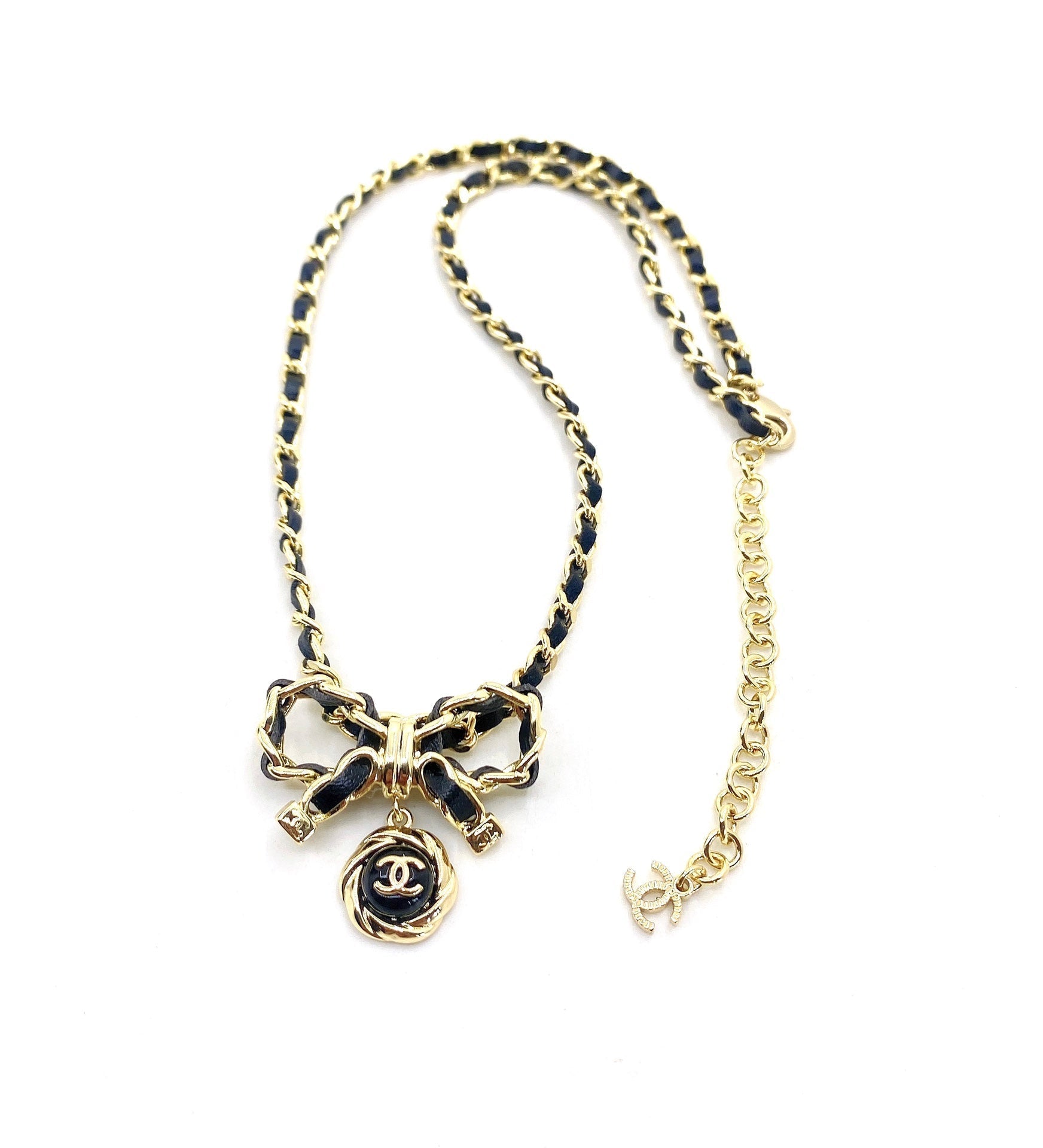 18K  Chanel Rhinestone Bow Tie Necklace
