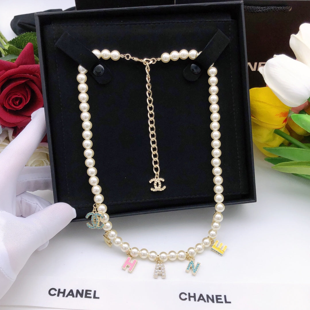 18K Dior Script Pearls Necklace