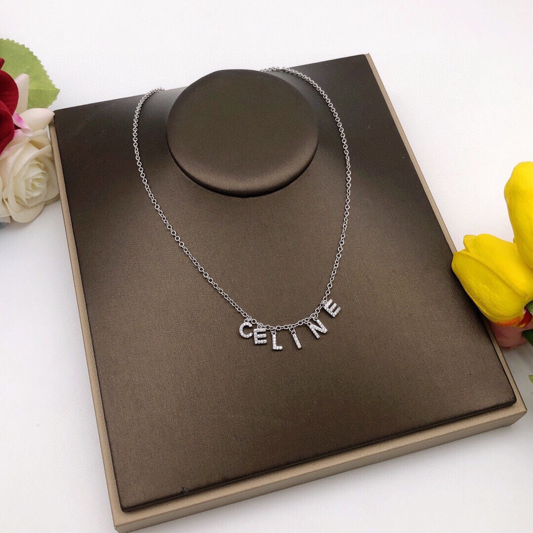 18K Celine Script Necklace