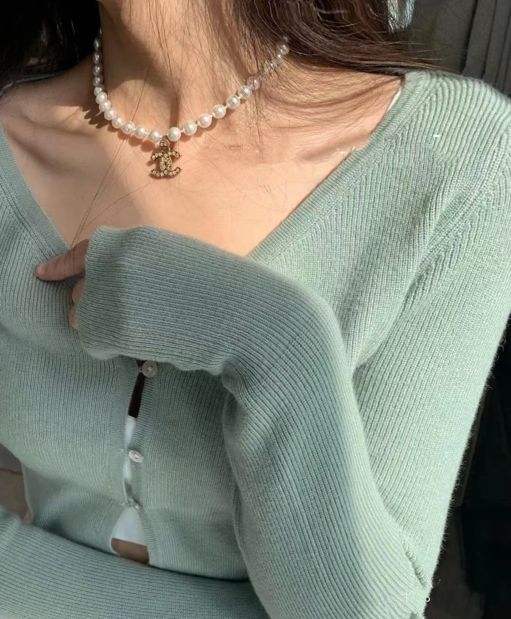 18K  Chanel Pearl Chain Necklace