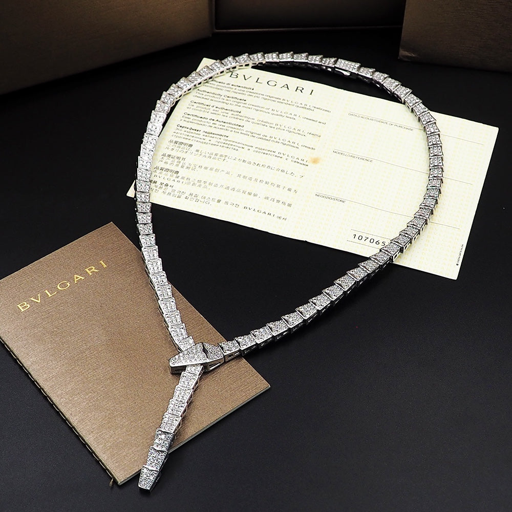 18K BVLGARI Serpenti Viper Full Pave Diamonds Necklace
