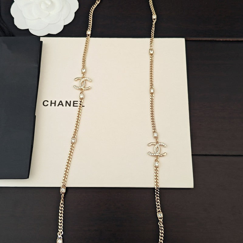 18K  Chanel Crystal Long Necklace