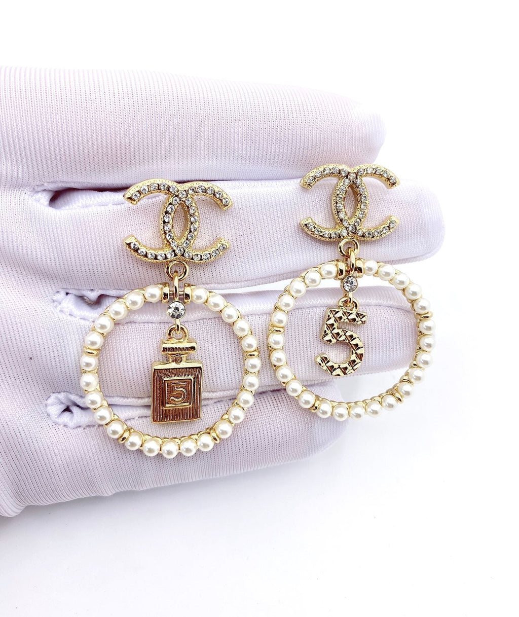 18K  Chanel No.5 Perfume Bottle Earrings
