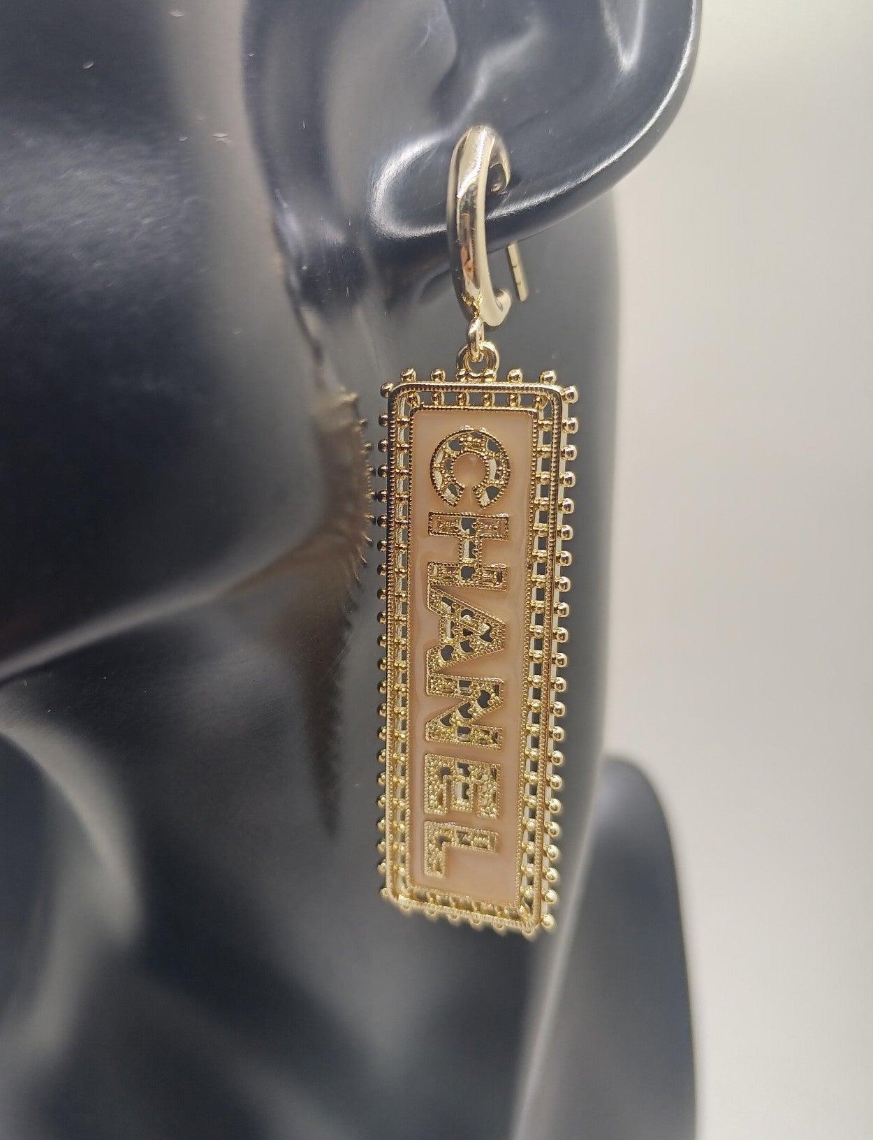 18K  Chanel Typo Drop Earrings