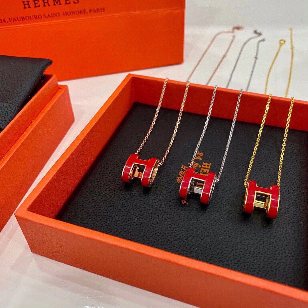 18K Mini Pop Hermes Red Necklace