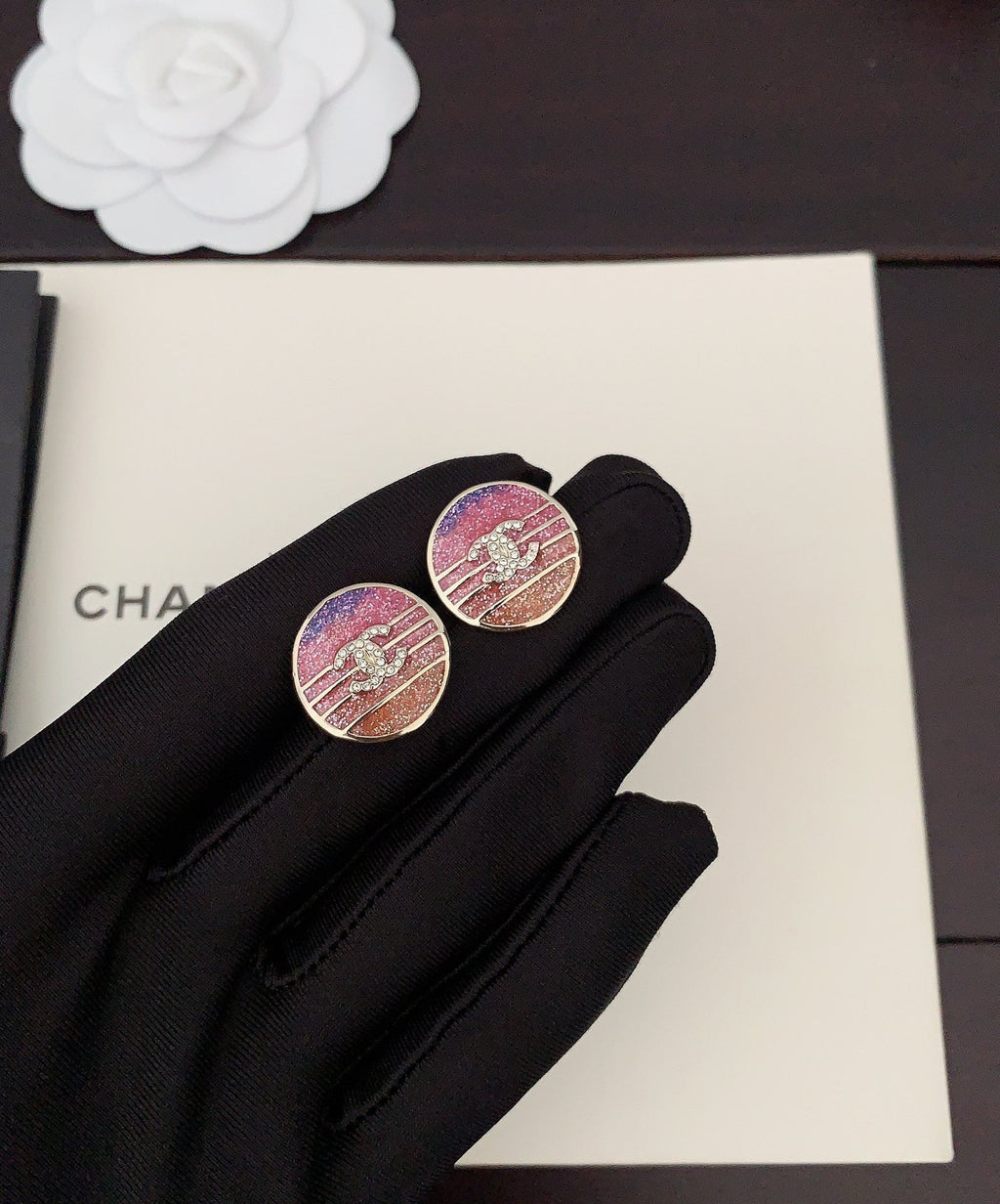 18K  Chanel Pink Crystals Earrings