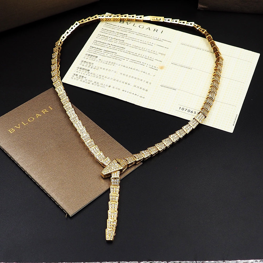 18K BVLGARI Serpenti Viper Full Pave Diamonds Necklace