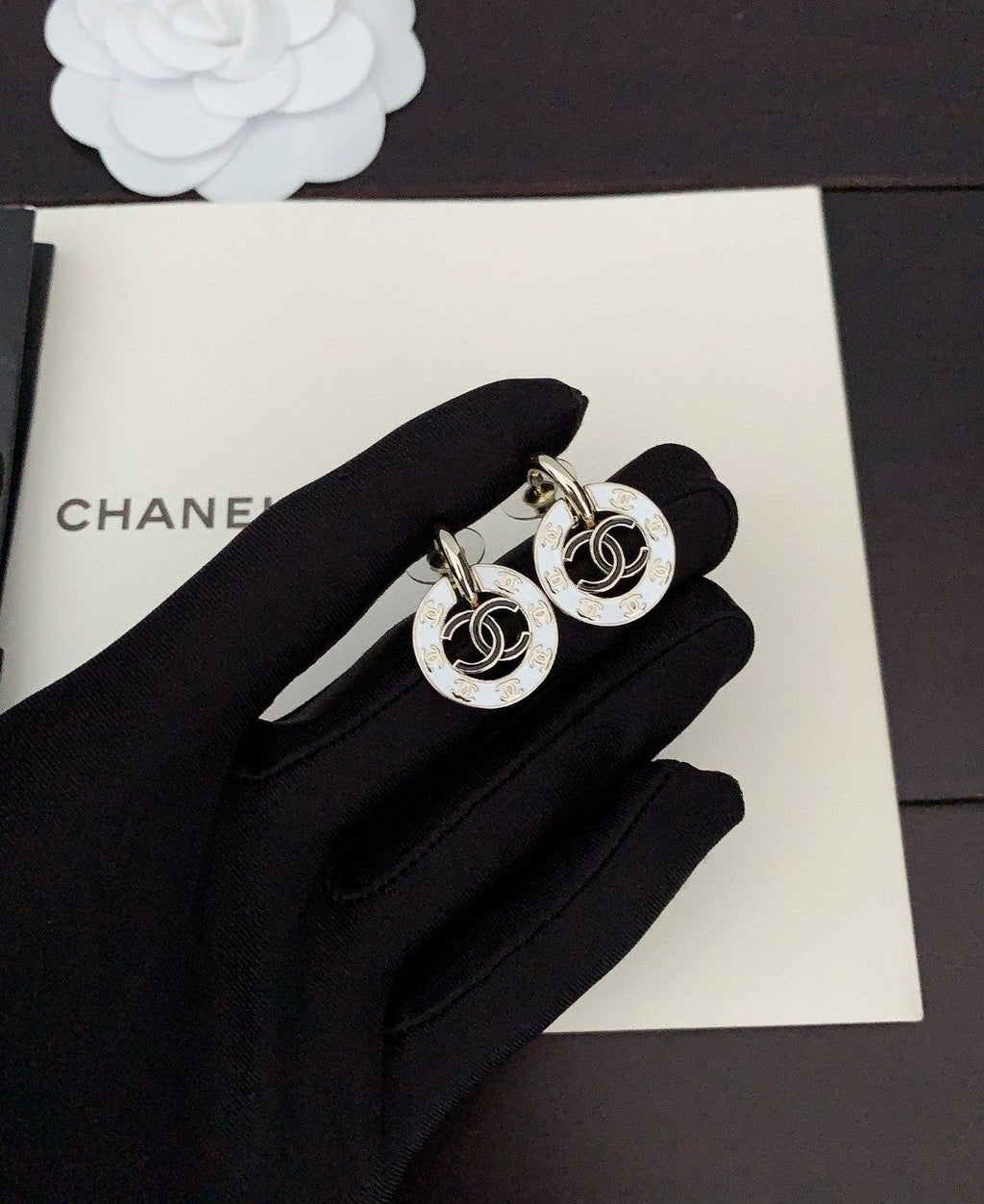 18K  Chanel Circle Earrings