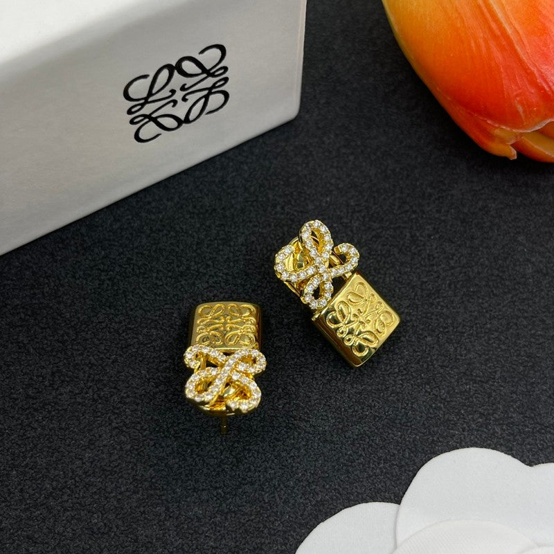 18K LOEWE Anagram Diamond Earrings