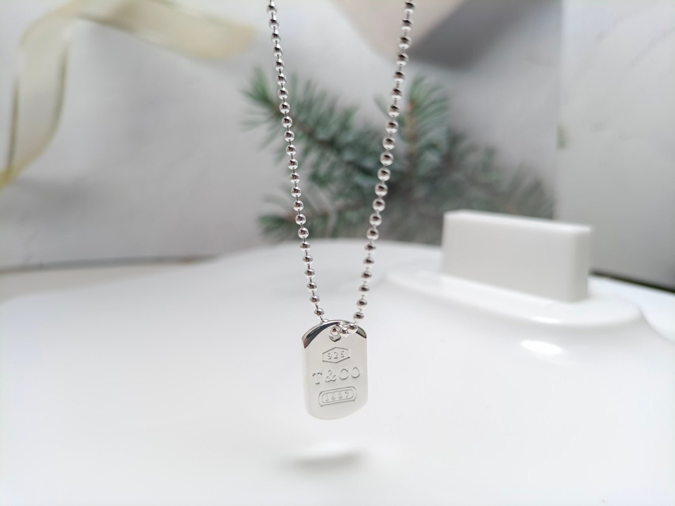 18K Tiffany 1837 Tag Pendant Necklace