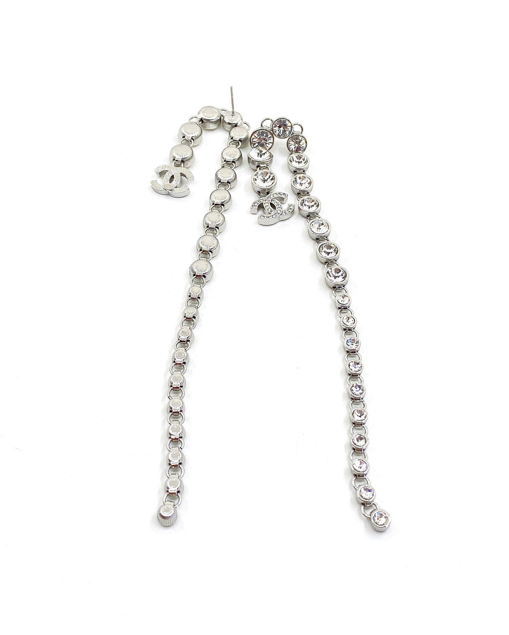 18K  Chanel Long Crystal Earrings