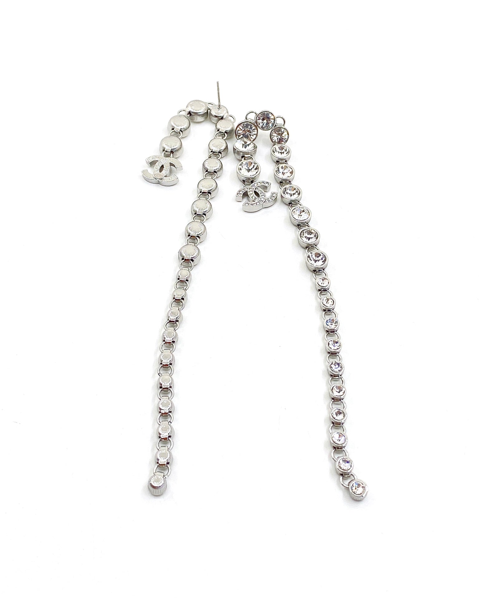 18K  Chanel Long Crystal Earrings