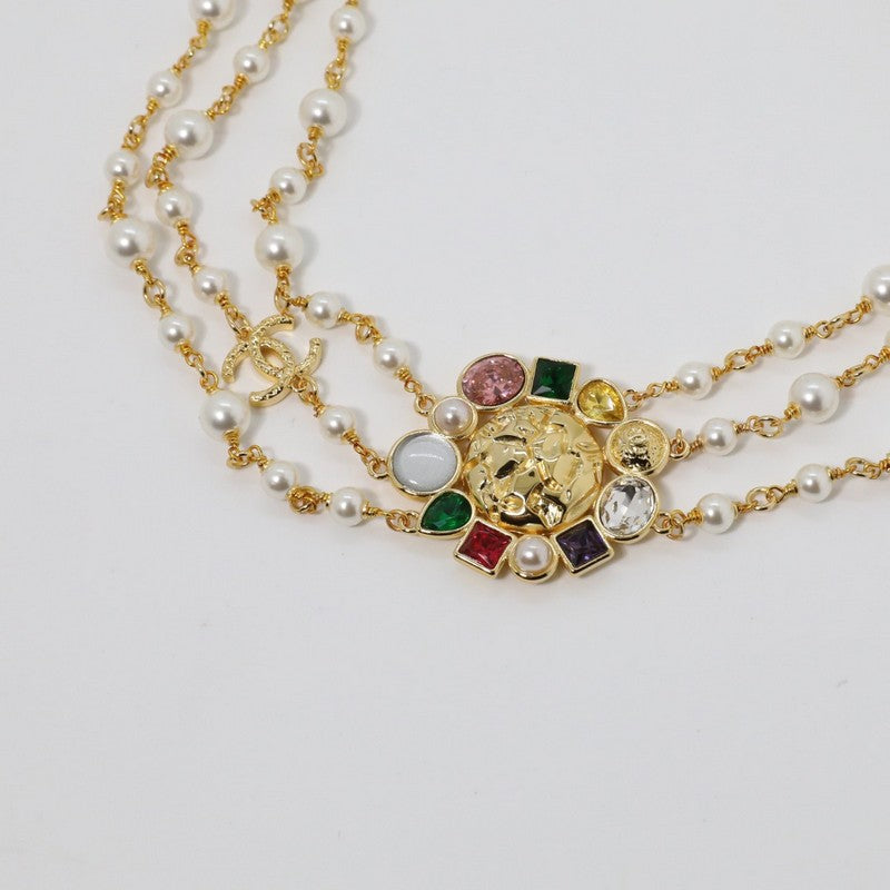 18K  Chanel Color Crystal Pearls Choker Necklace