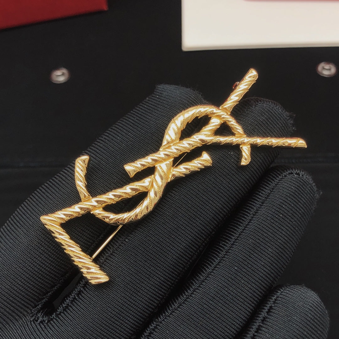 18K YSL Gold Brooch