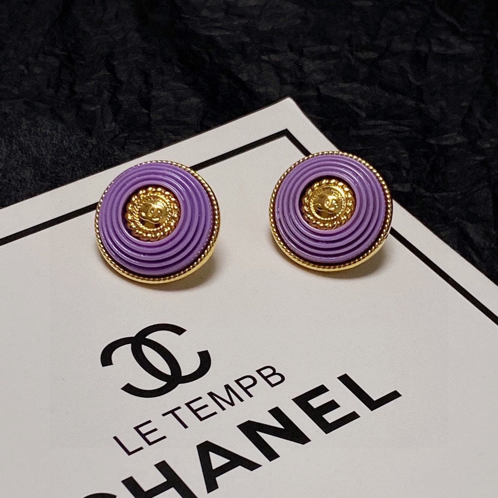 18K  Chanel Purple Resin Earrings
