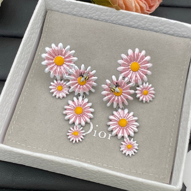 18K Dior Pink Flower Earrings