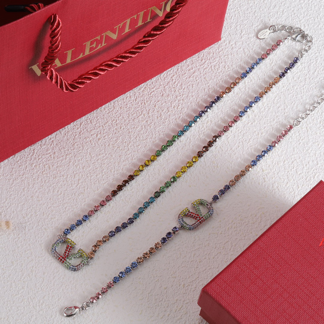 18K Valentino Multi-Color Crystals Necklace