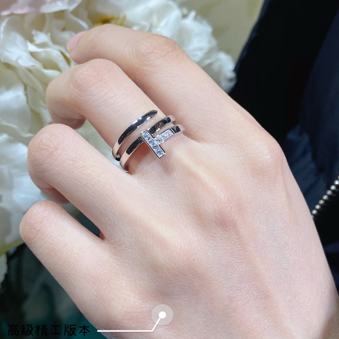 18K Tiffany Diamond Square Ring