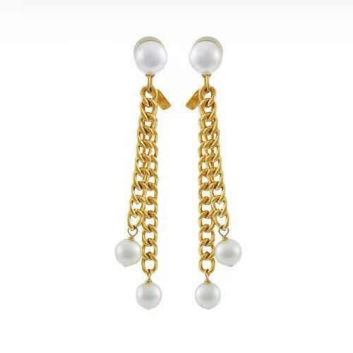 18K Celine Pearls Long Earrings