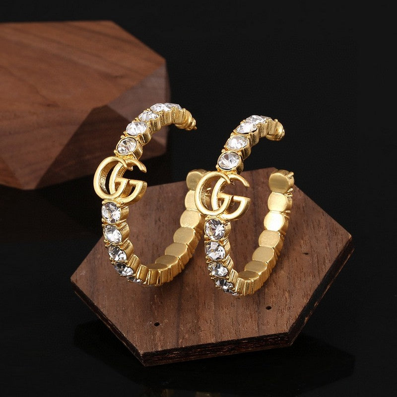 18K Double Gucci Color Crystal Earrings