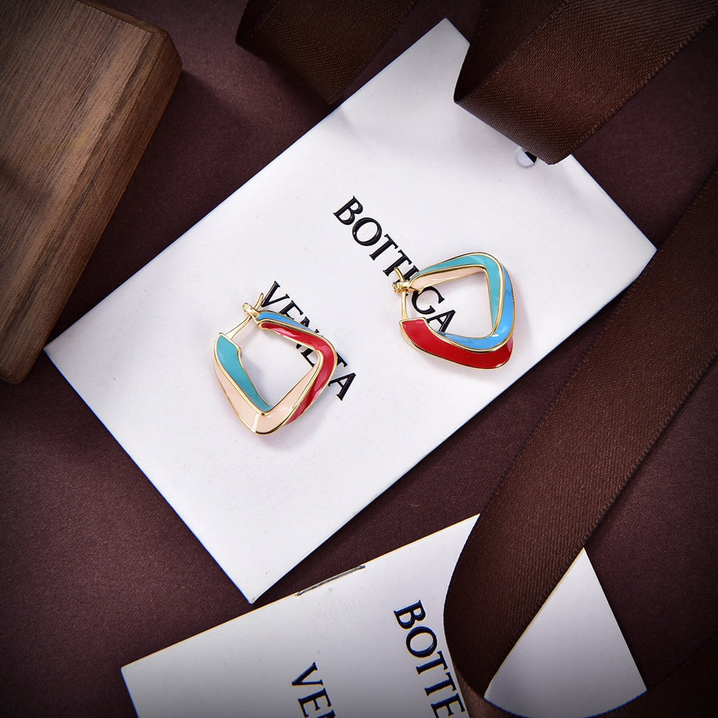 18K BVLGARI Twisted-triangle Hoop Earrings