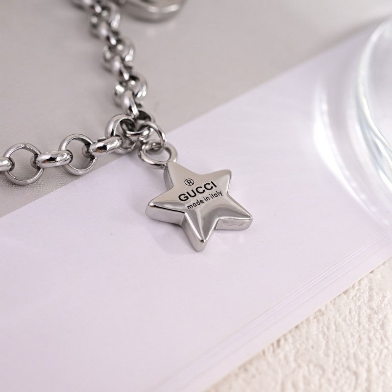 18K Double Gucci Star Chain Necklace