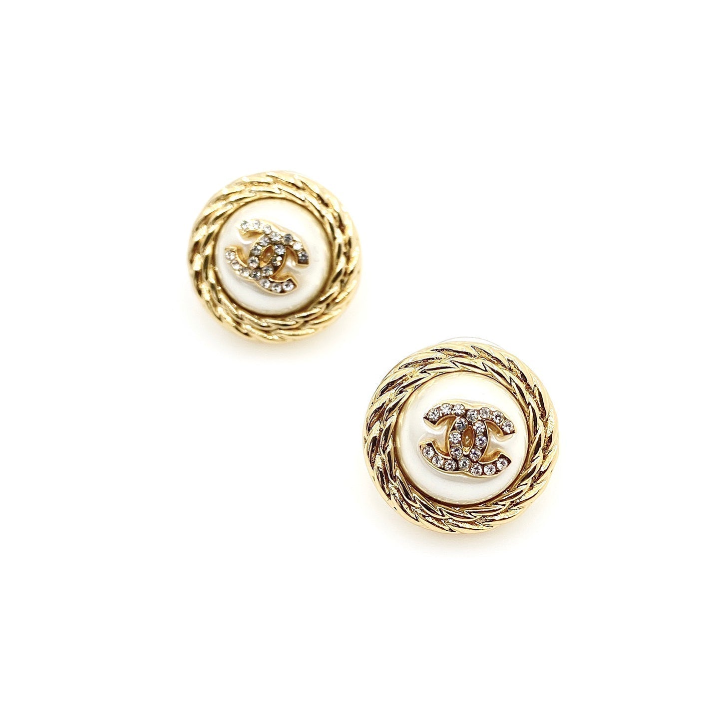18K  Chanel White Pearl Earrings