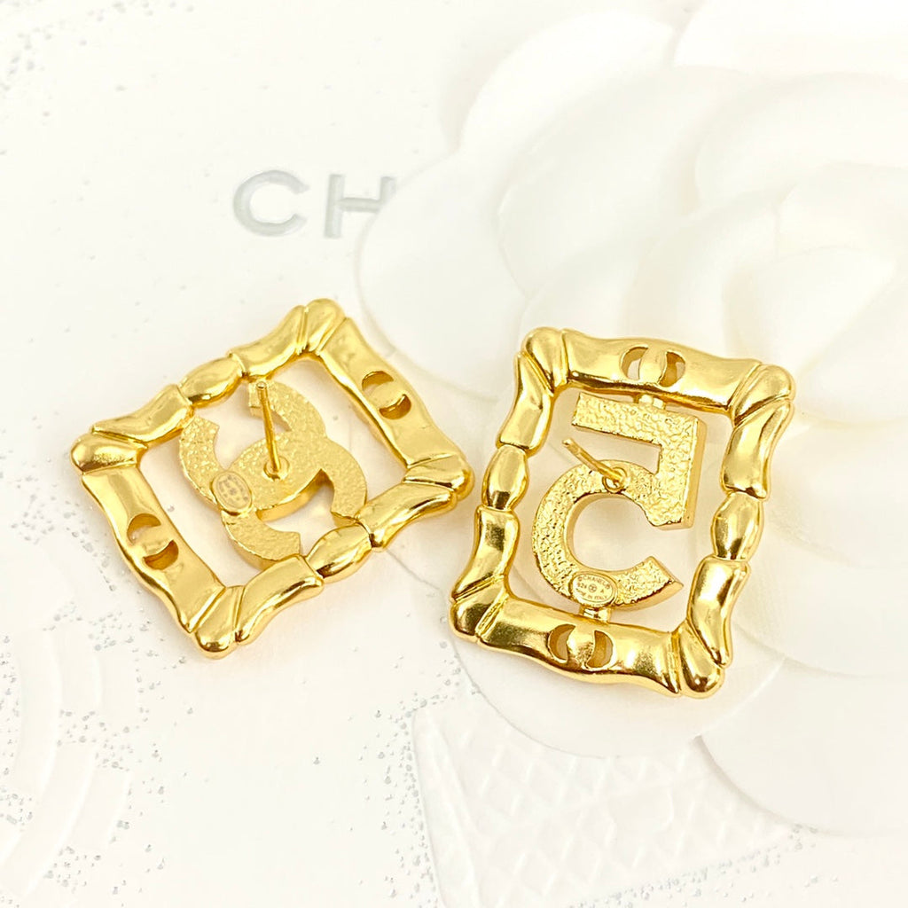 18K  Chanel No.5 Square Diamond Earrings
