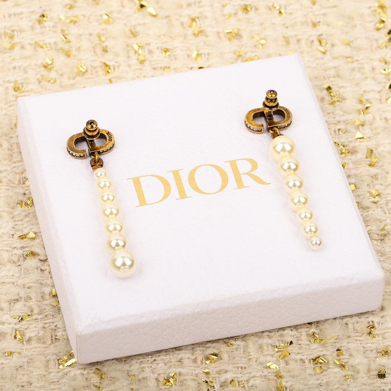 18K Dior Long Pearls Earrings