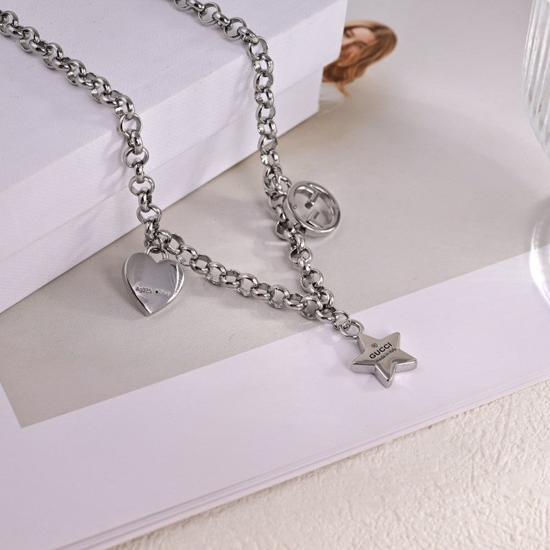 18K Double Gucci Star Chain Necklace