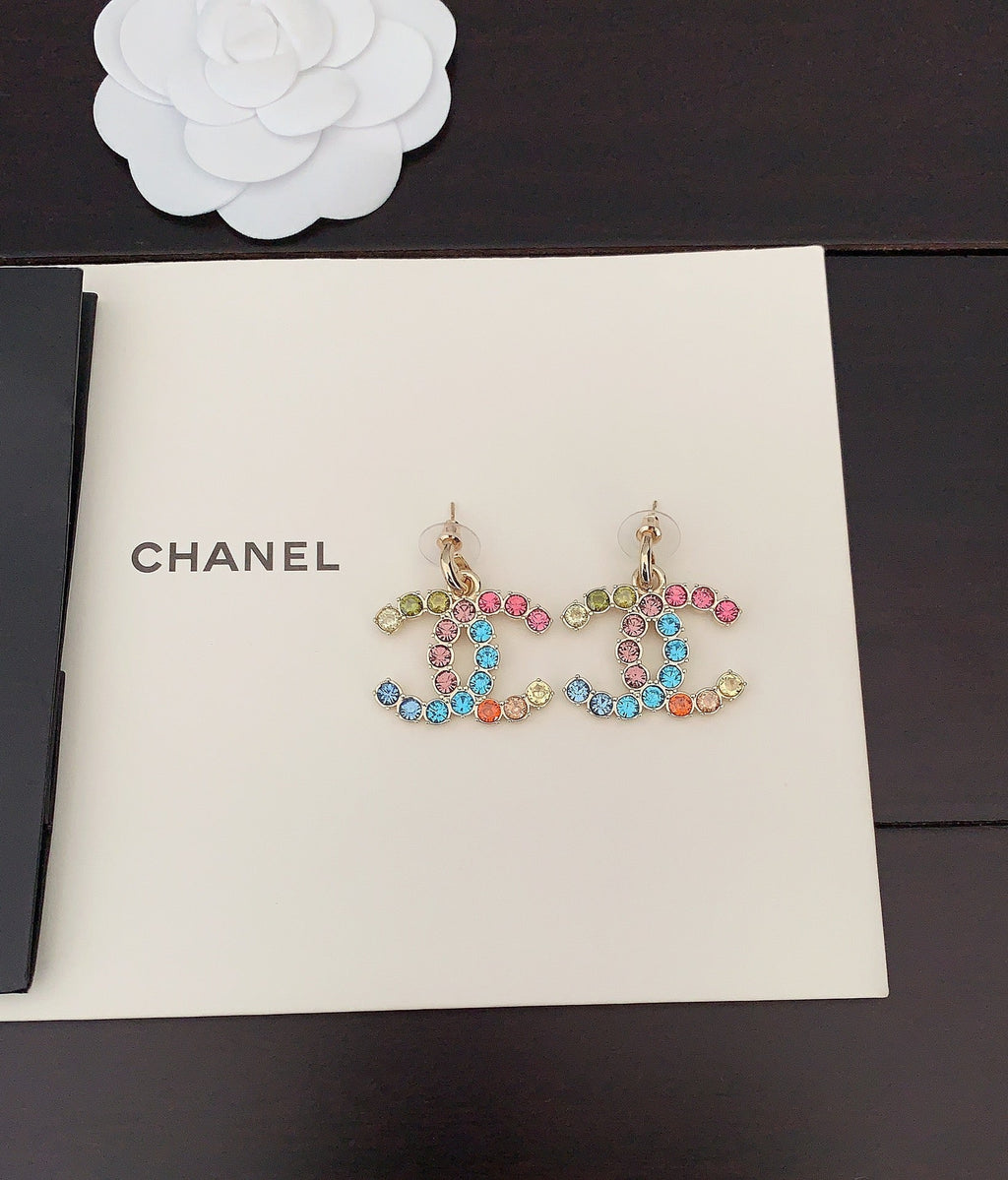 18K  Chanel Color Crystals Earrings