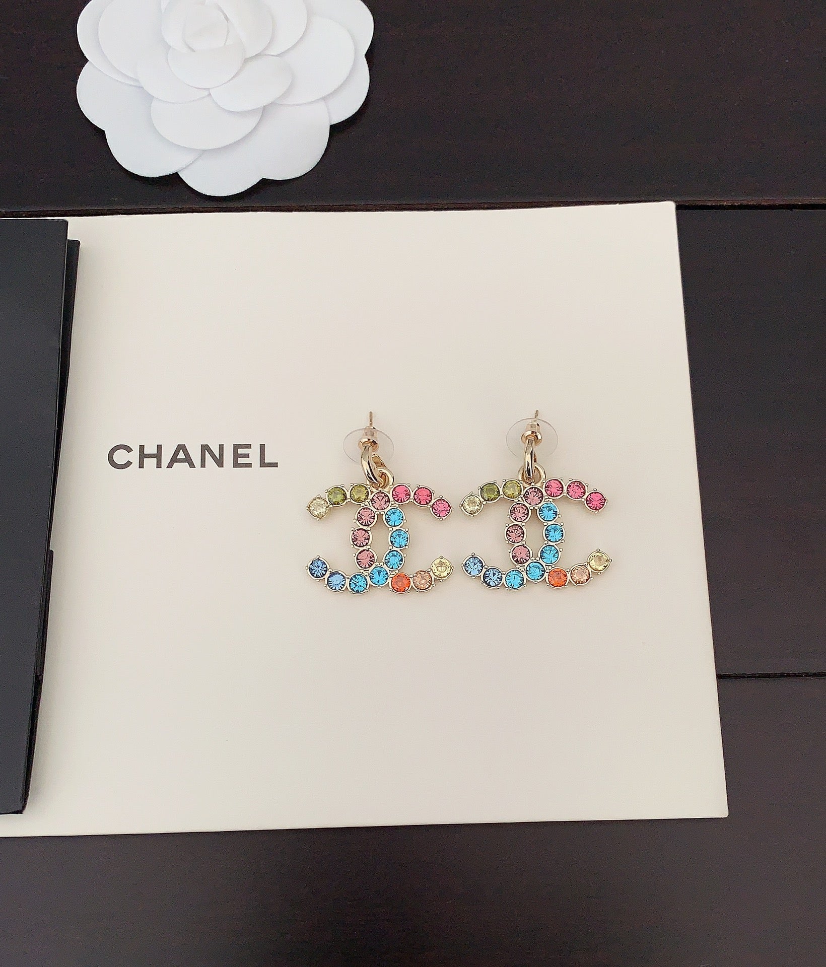 18K  Chanel Color Crystals Earrings