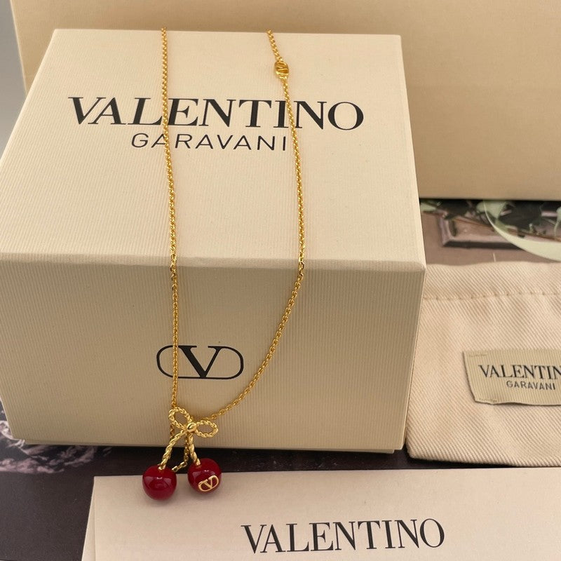 18K VLogo Red Cherry Gold Necklace