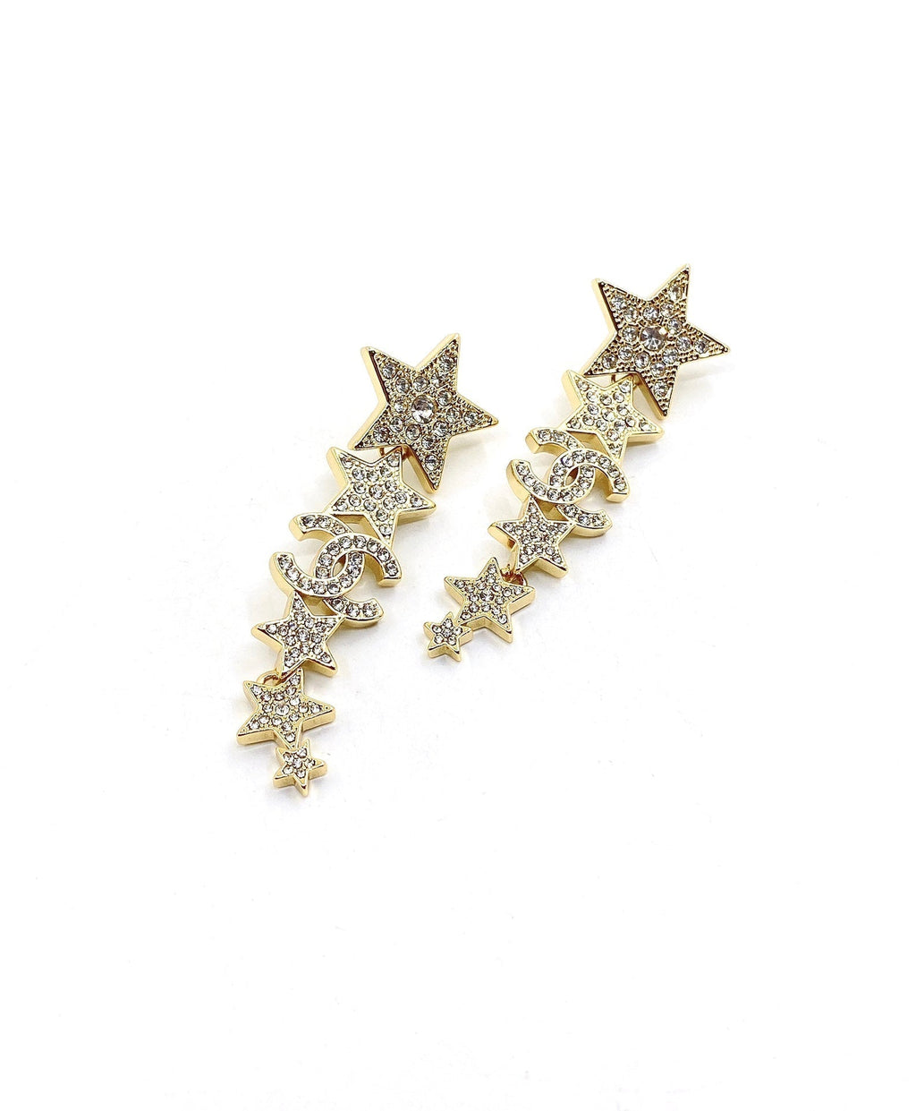 18K  Chanel Star Diamonds Long Earrings