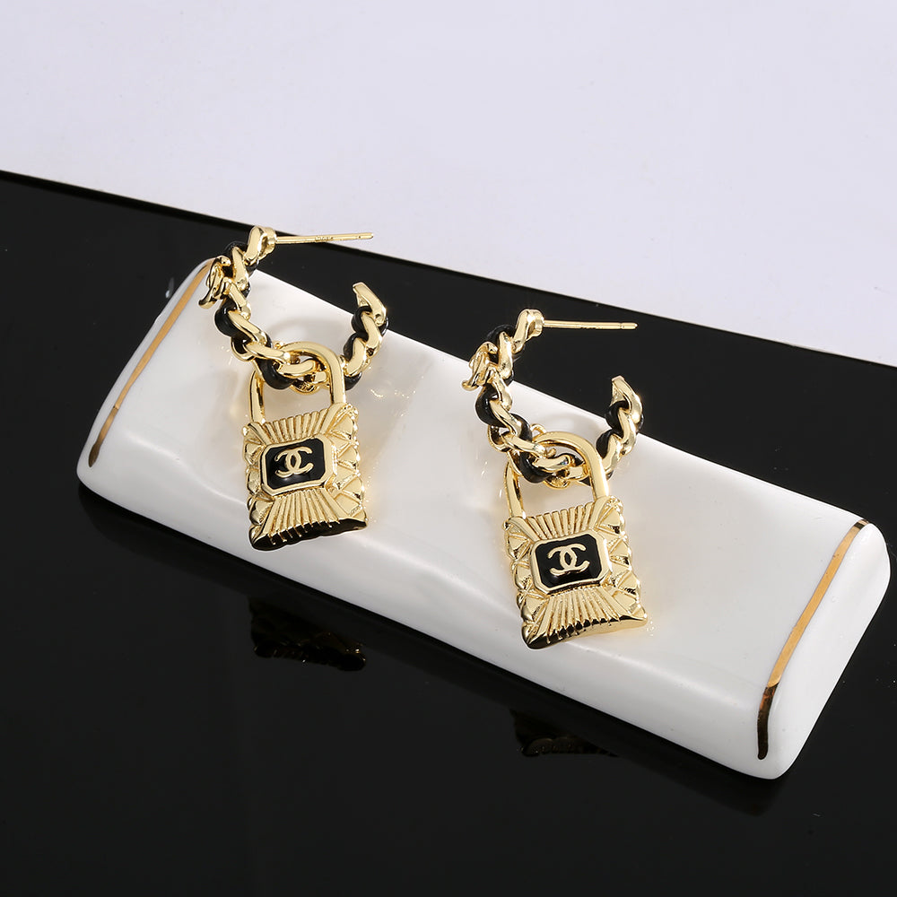 18K  Chanel Lock Earrings