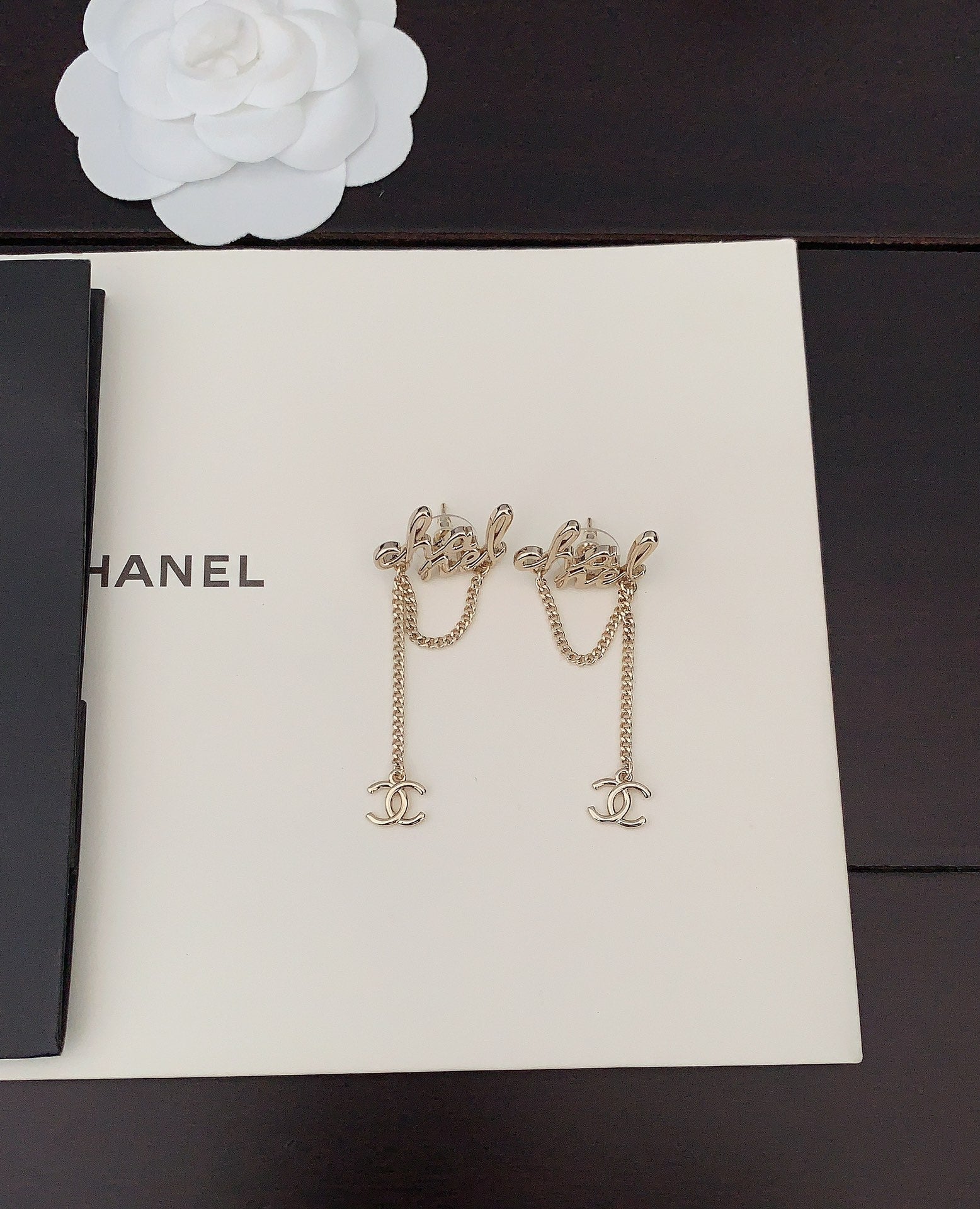 18K  Chanel Letter Earrings