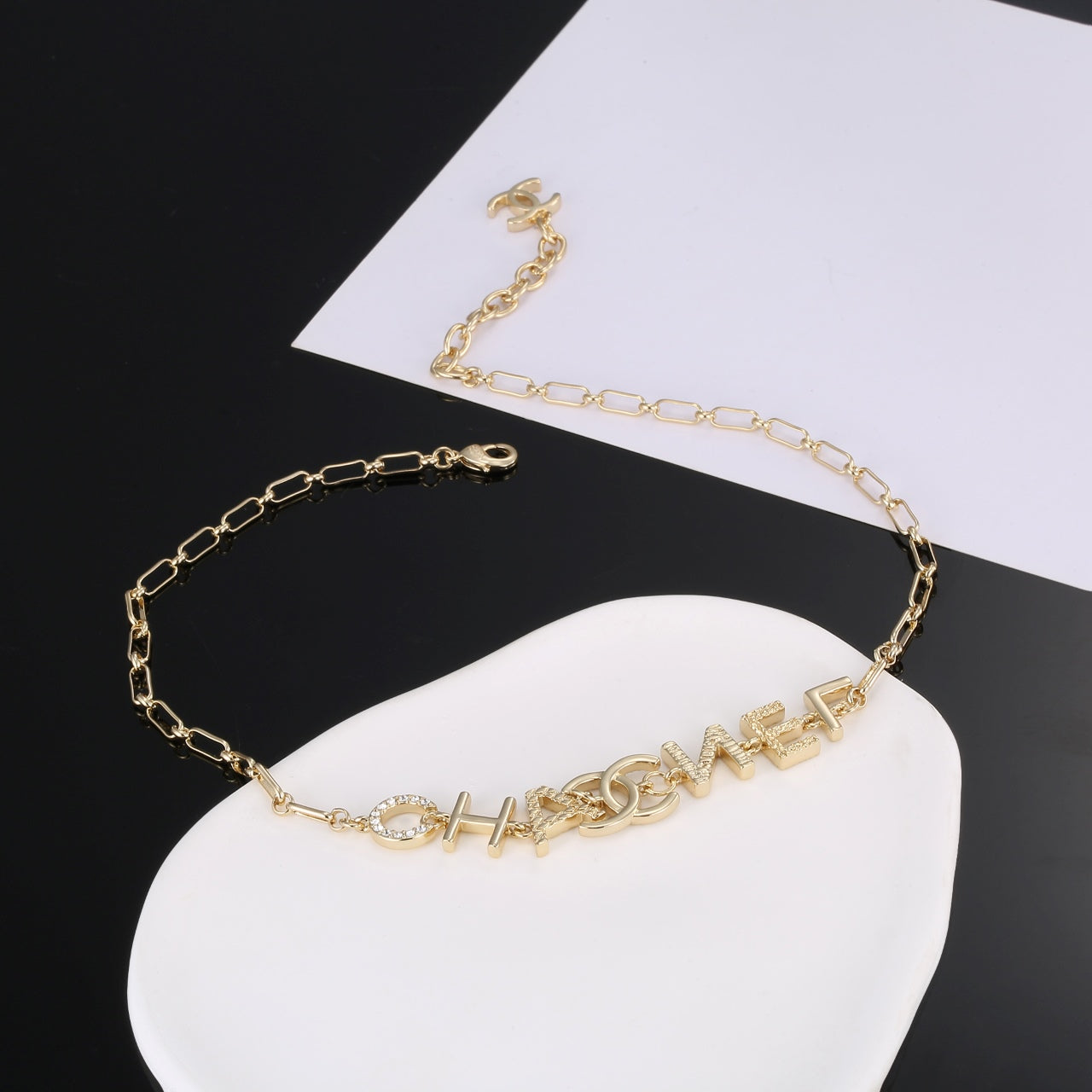 18K  Chanel Script Chain Necklace