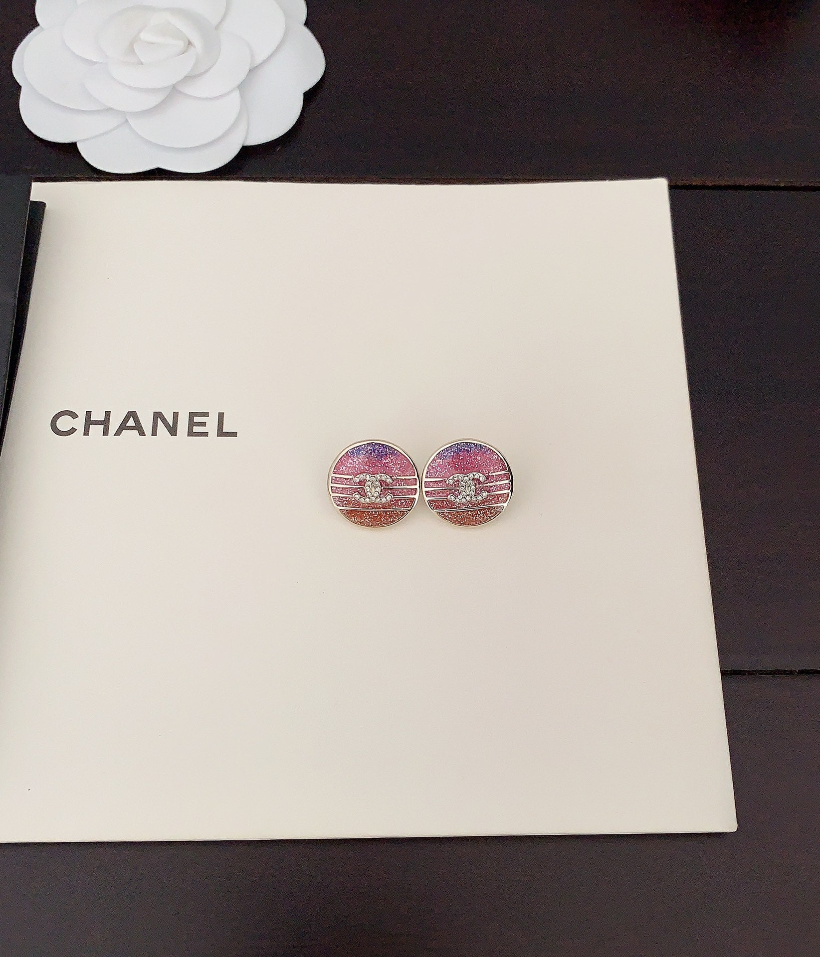 18K  Chanel Pink Crystals Earrings