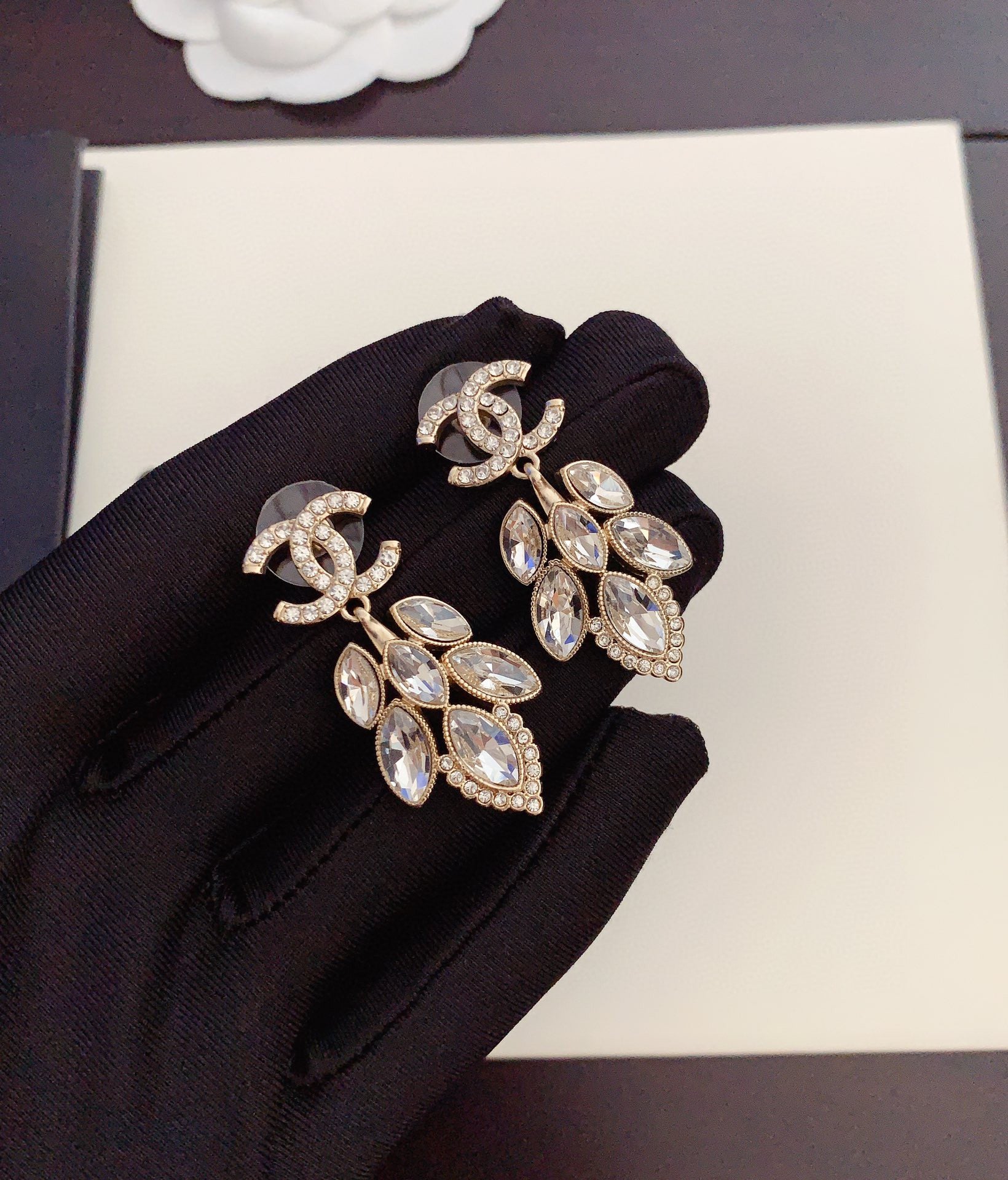 18K  Chanel Crystals Pendant Earrings