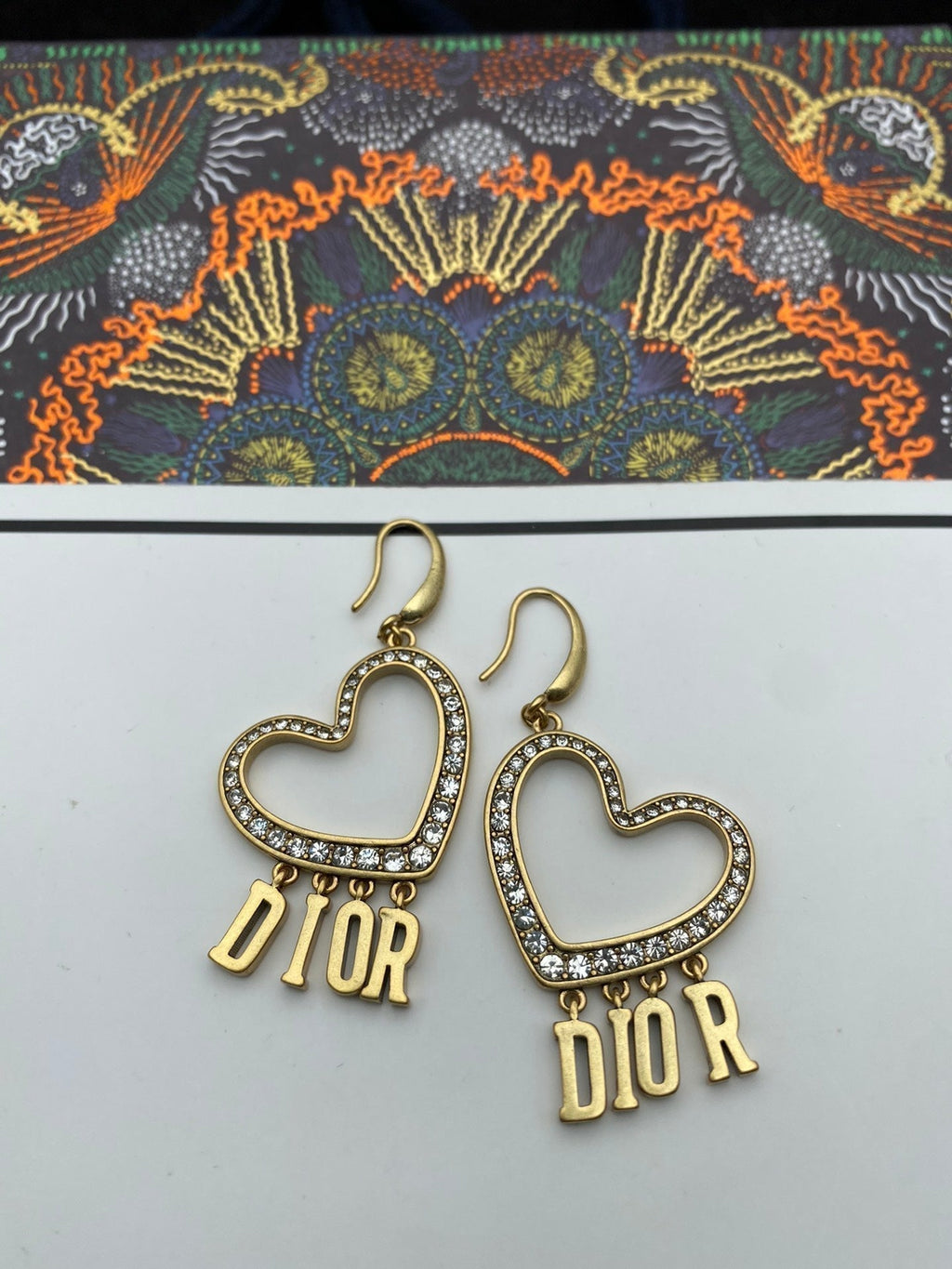 18K Dior Heart Crystal Earrings