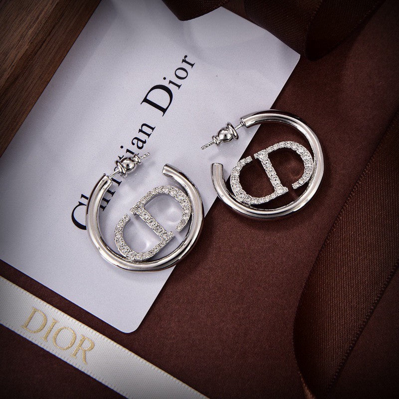 18K Dior White Gold Diamond Earrings