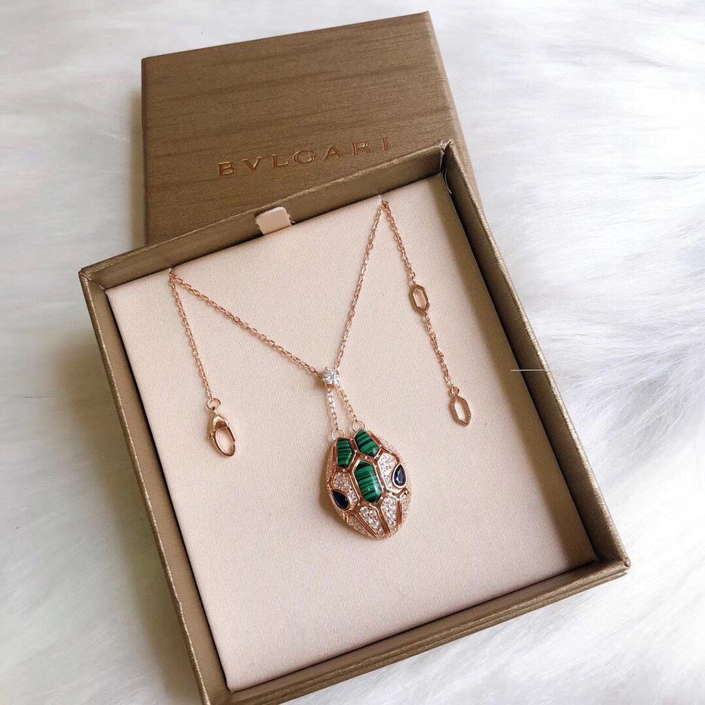 18K BVLGARI Serpenti Malachite Necklace