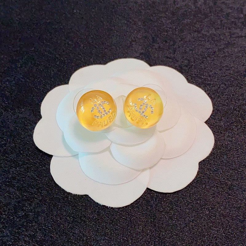 18K  Chanel Yellow Round Earrings