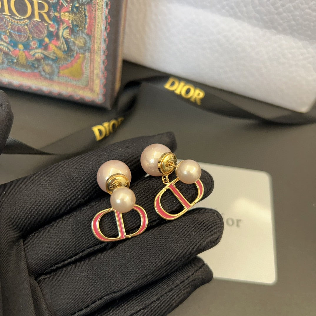 18K Dior 30 Montaigne Rani Pink Pearls Earrings