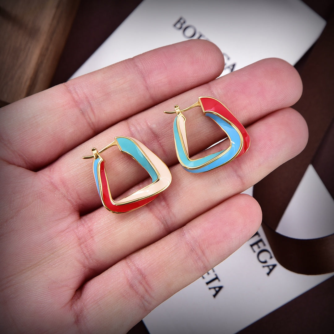 18K BVLGARI Twisted-triangle Hoop Earrings