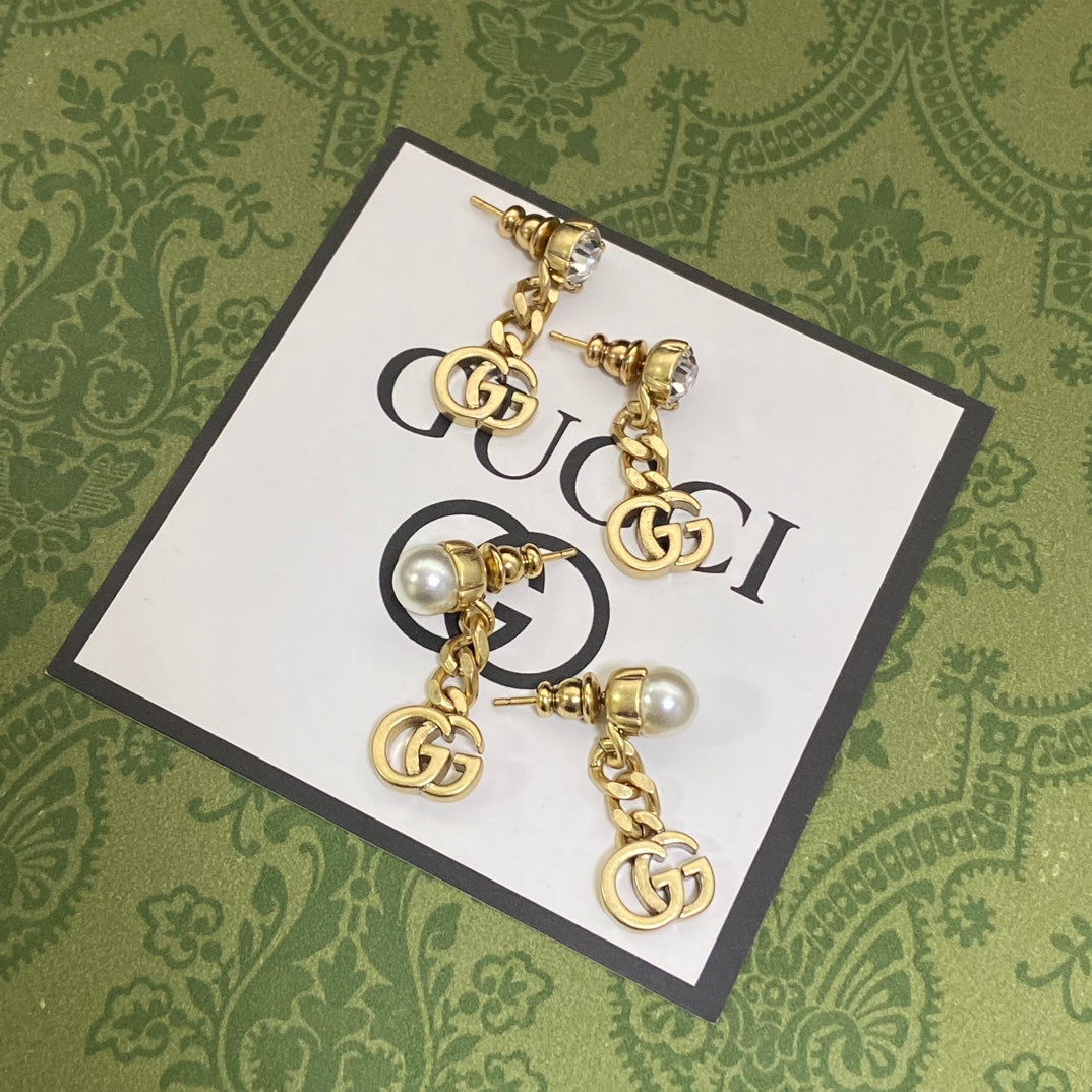 18K Double Gucci Chain Earrings