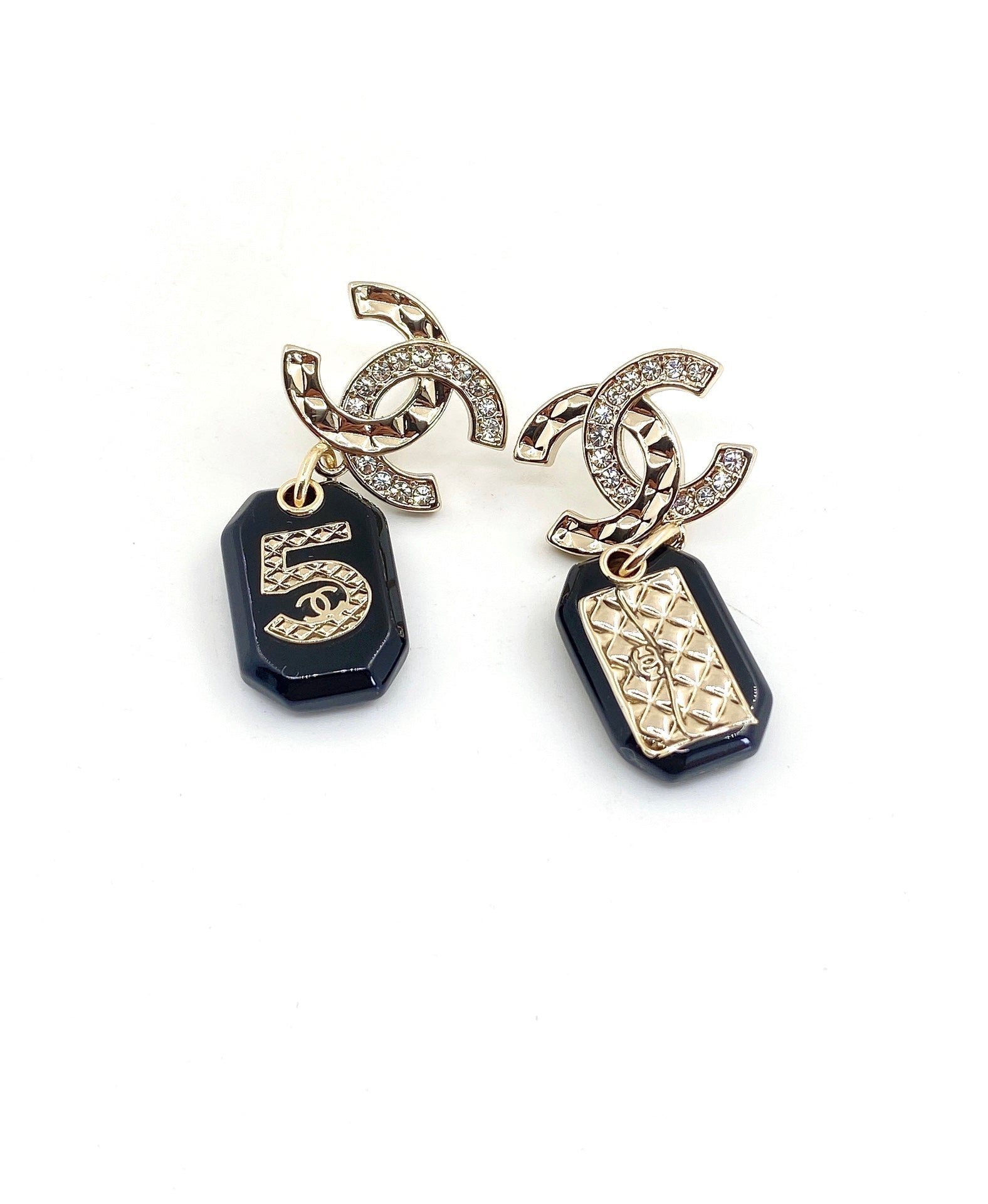18K  Chanel No.5 Perfume Bottle Earrings