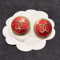 18K  Chanel Pink Round Earrings