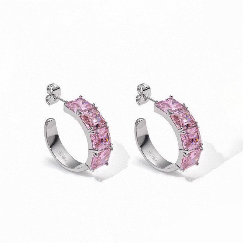 18K Celine Pink Crystal Earrings